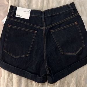 High rise, dark rinse GAP denim shorts